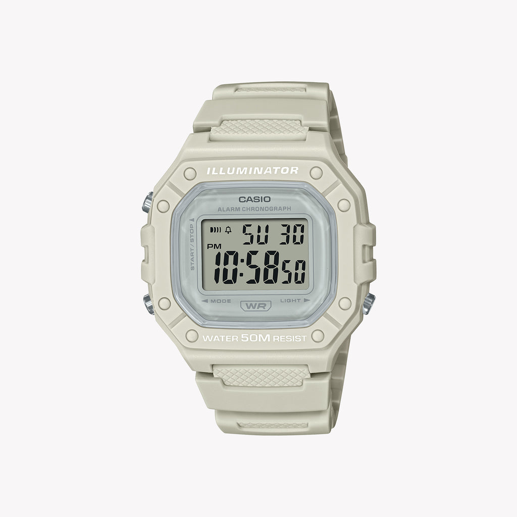 CASIO W-218HC-8AV DYNAMIC SPORT - VERSATILE DIGITAL ADVENTURE WATCH with White Resin Band and Amber LED Display
