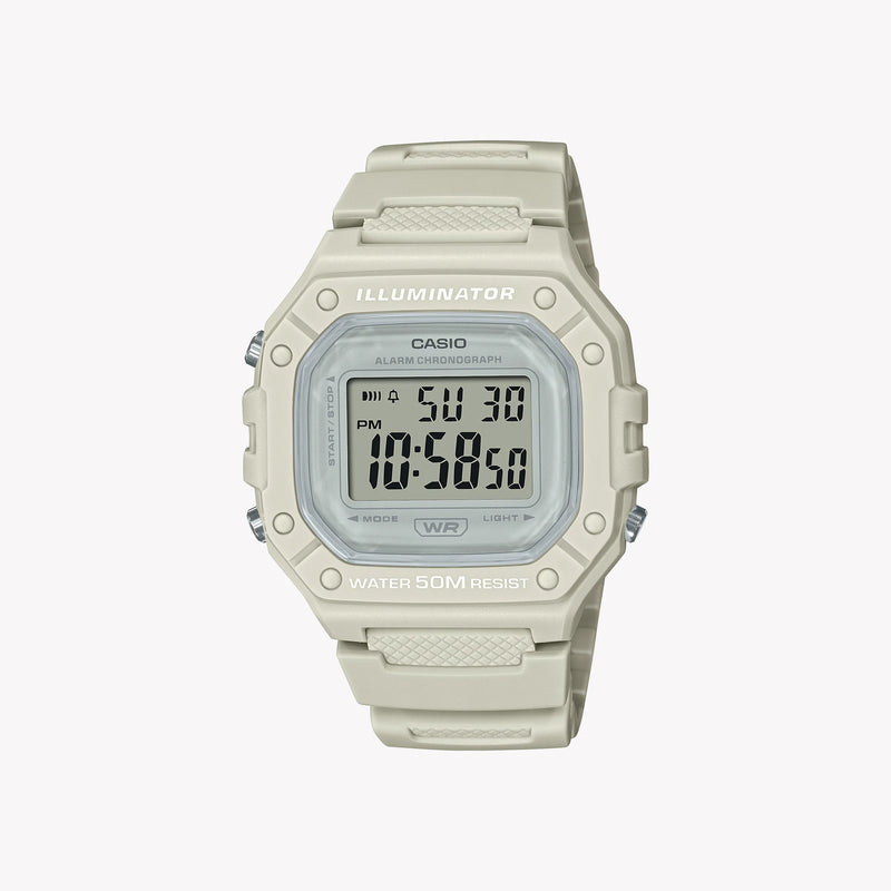 Casio Unisex Resin White Digital Watch, Sporty Style | W-218hc-8av by i-watch