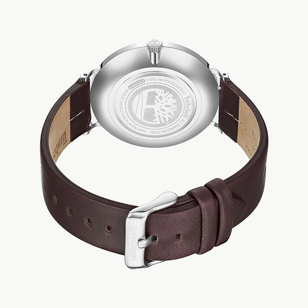 Timberland Men's Silver Stainless Steel, Brown Leather | Tdwga0029202 by i-watch