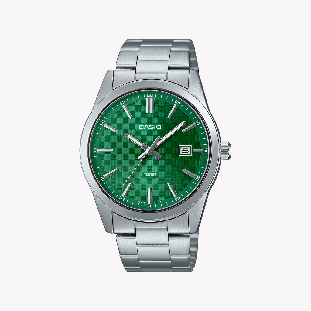 CASIO MTP-VD03D-3A1 BOLD EXPLORER - MEN'S STAINLESS STEEL WATCH WITH VIBRANT GREEN DIAL-i-Watch-2