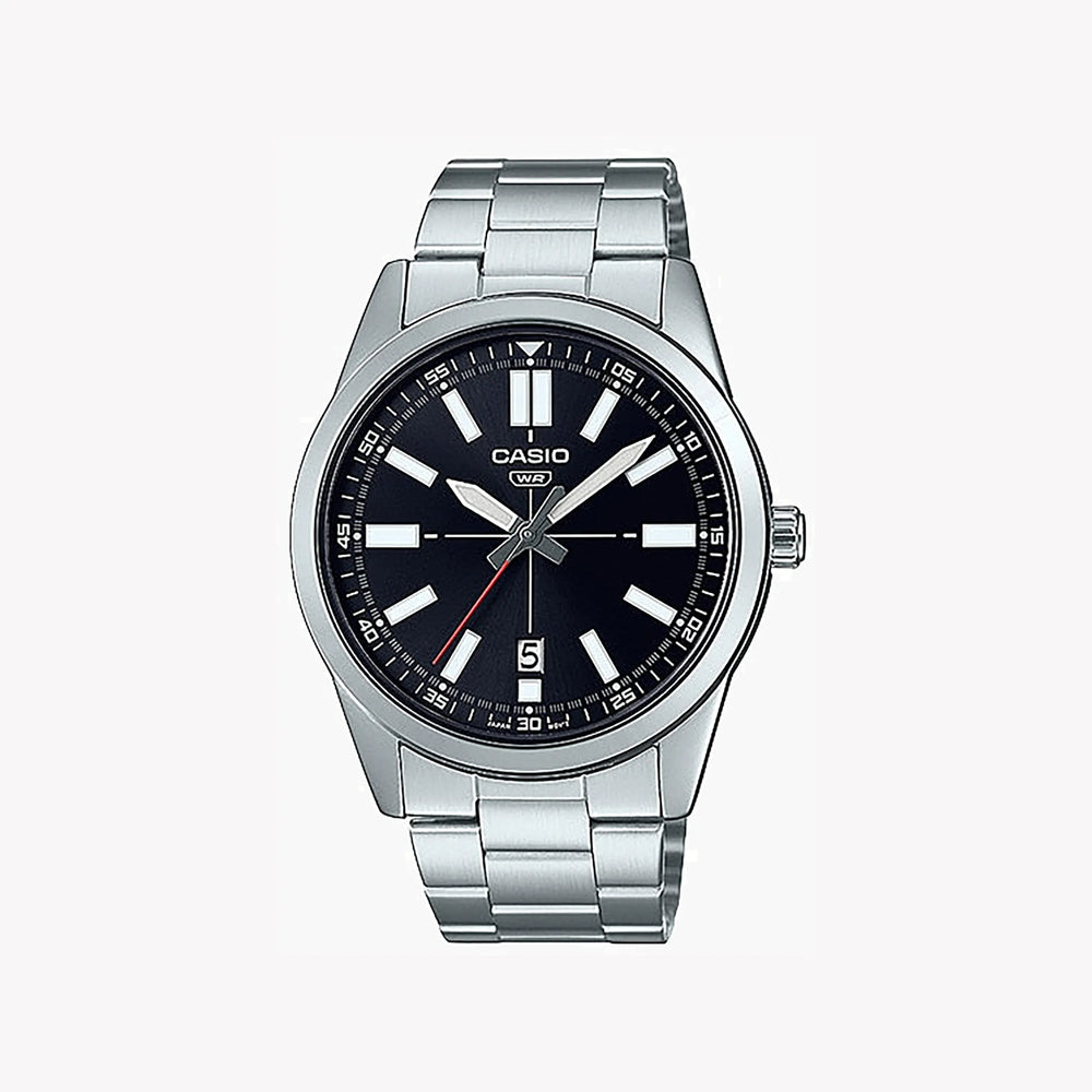 Casio Men's Stainless Steel Watch, Black Dial | Mtp-Vd02d-1e by i-watch