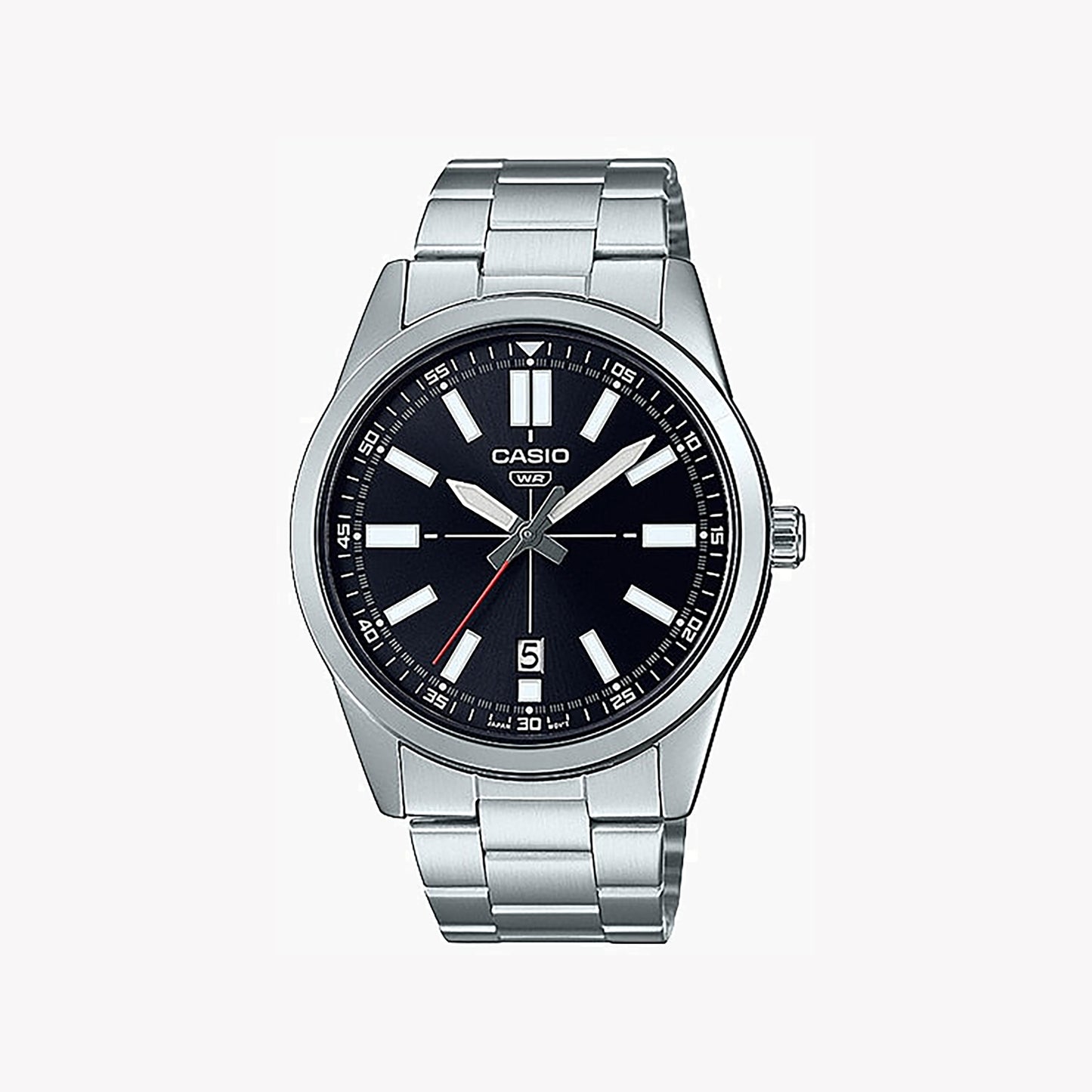 Casio MTP-VD02D-1E analoge silberne Herrenuhr