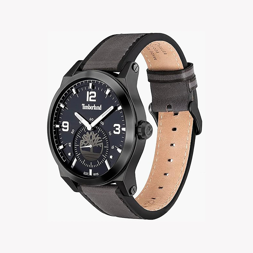 Timberland Men's Black Stainless Steel, Grey Leather | Tdwjf2002001 by i-watch