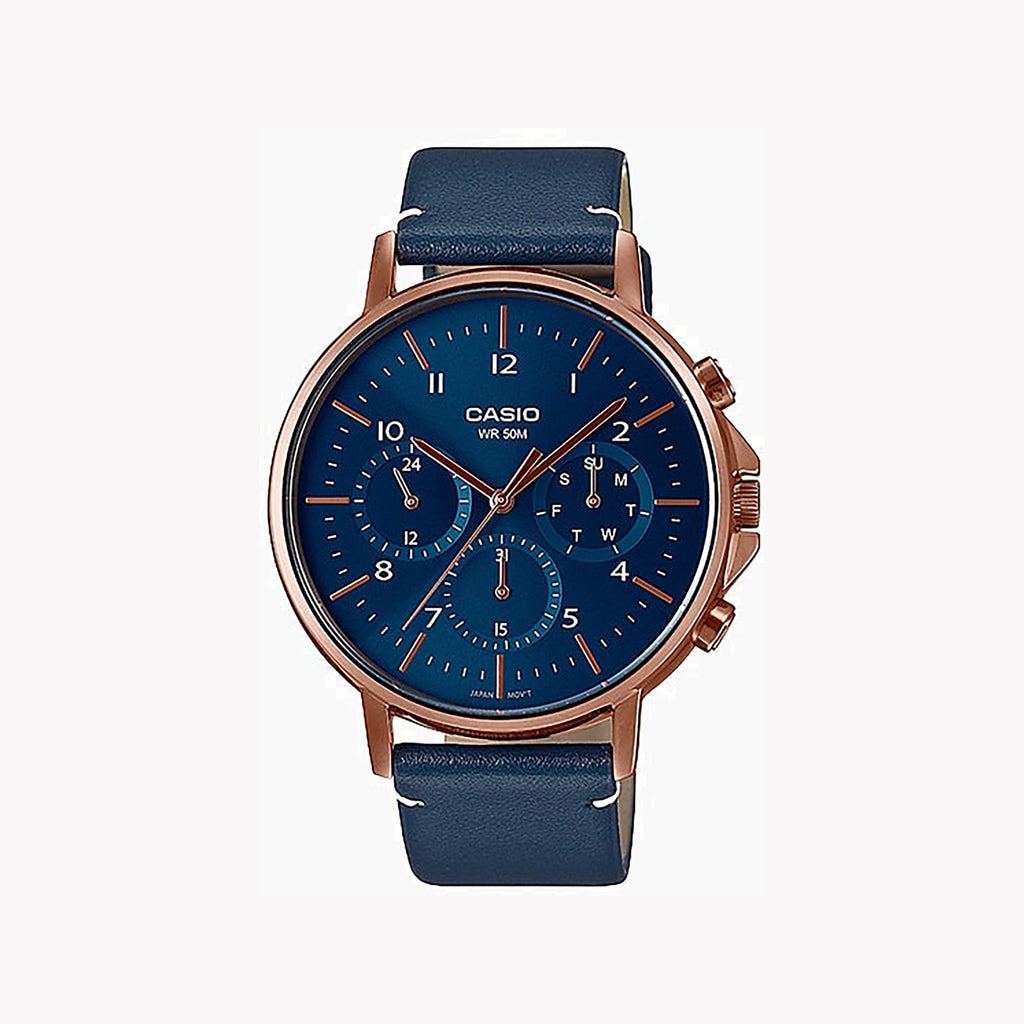 CASIO MTP-E321RL-2AVDF - ELEGANT ADVENTURER MEN'S WATCH WITH ROSE GOLD & BLUE DIAL