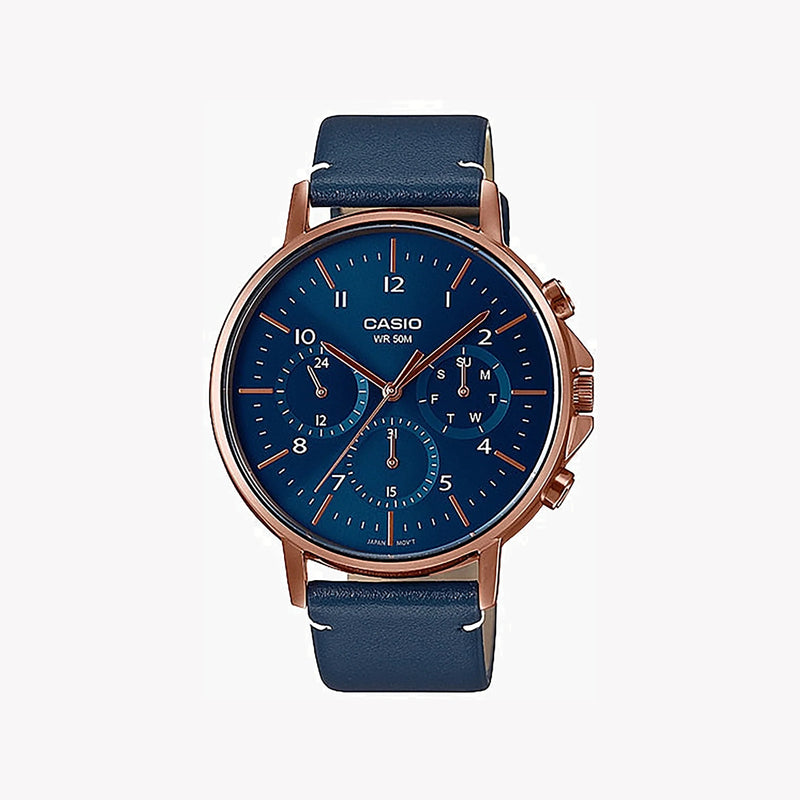 Casio Mtp-E321rl-2avdf - Elegant Adventurer Men's Watch With Rose Gold & Blue Dial by i-watch