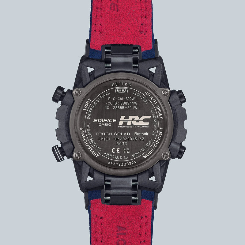 Casio Edifice Men's Black Steel Watch, Blue Alcantara | Ecb-2000hr-1aer by i-watch