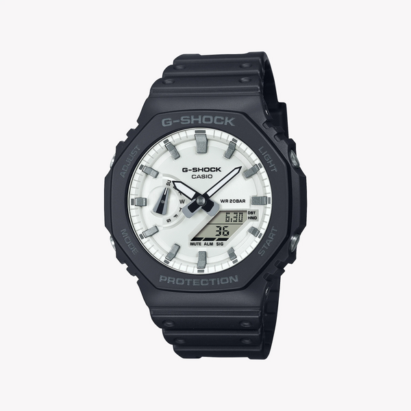 Casio G-Shock Men's Black Resin Watch, White Dial | Ga-2100wd-1aer