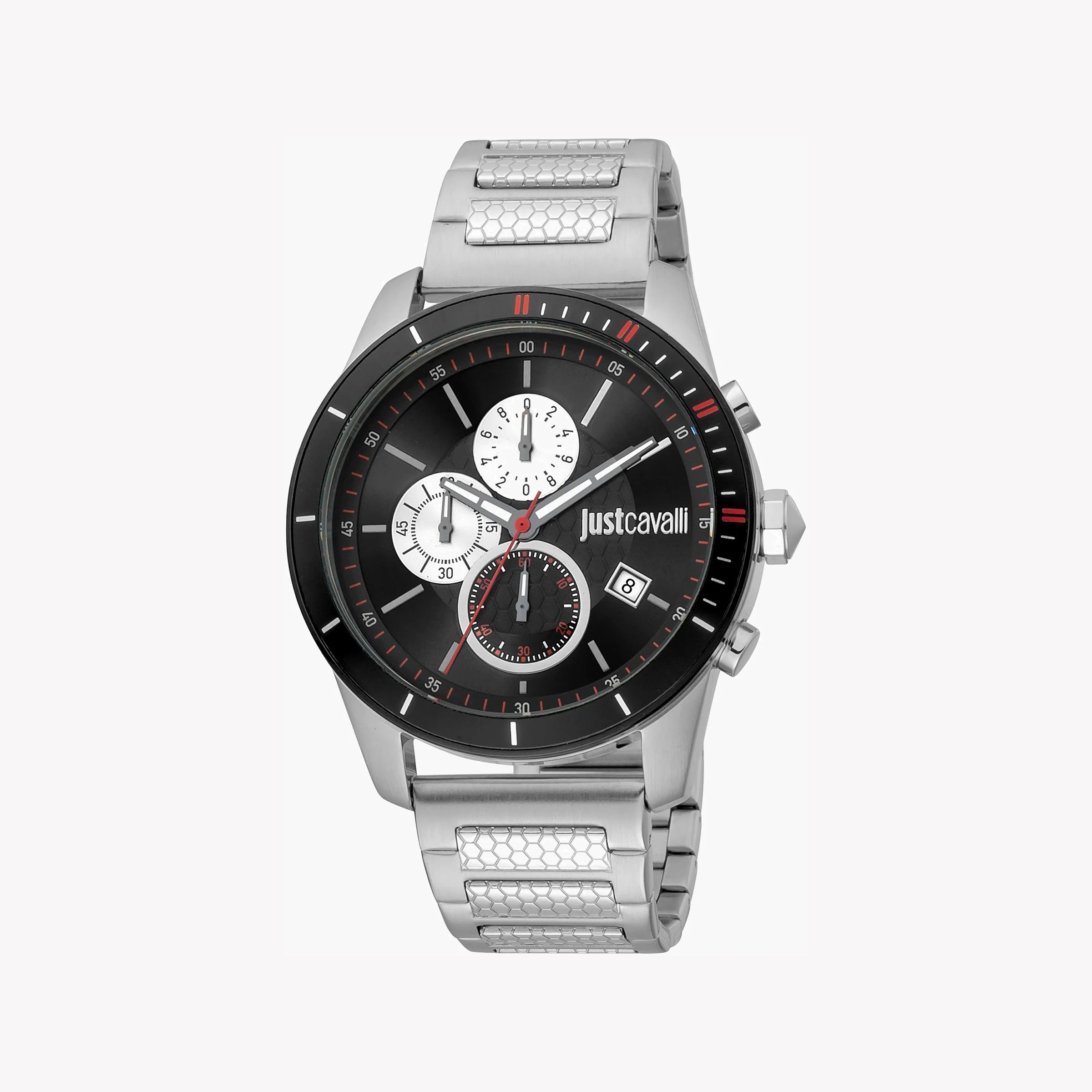 JUST CAVALLI JC1G166M0075 - ELEGANT MEN'S TIMEPIECE WITH BLACK DIAL & SILVER STAINLESS STEEL BAND