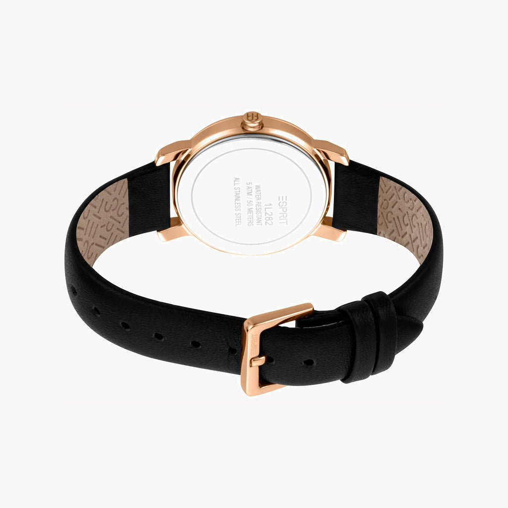 ESPRIT Women's Watch with Rose Gold Stainless Steel Case and Black Leather Band-i-Watch-4