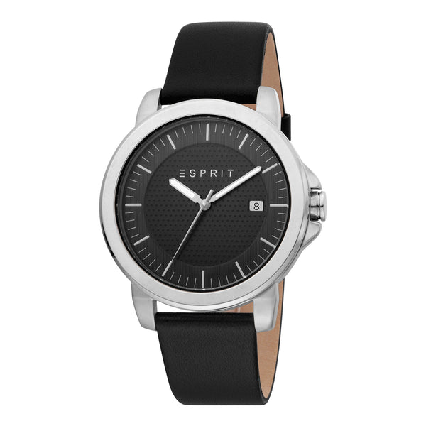 Esprit Men's Timepiece - Elegant Black Leather & Stainless Steel Design by i-watch