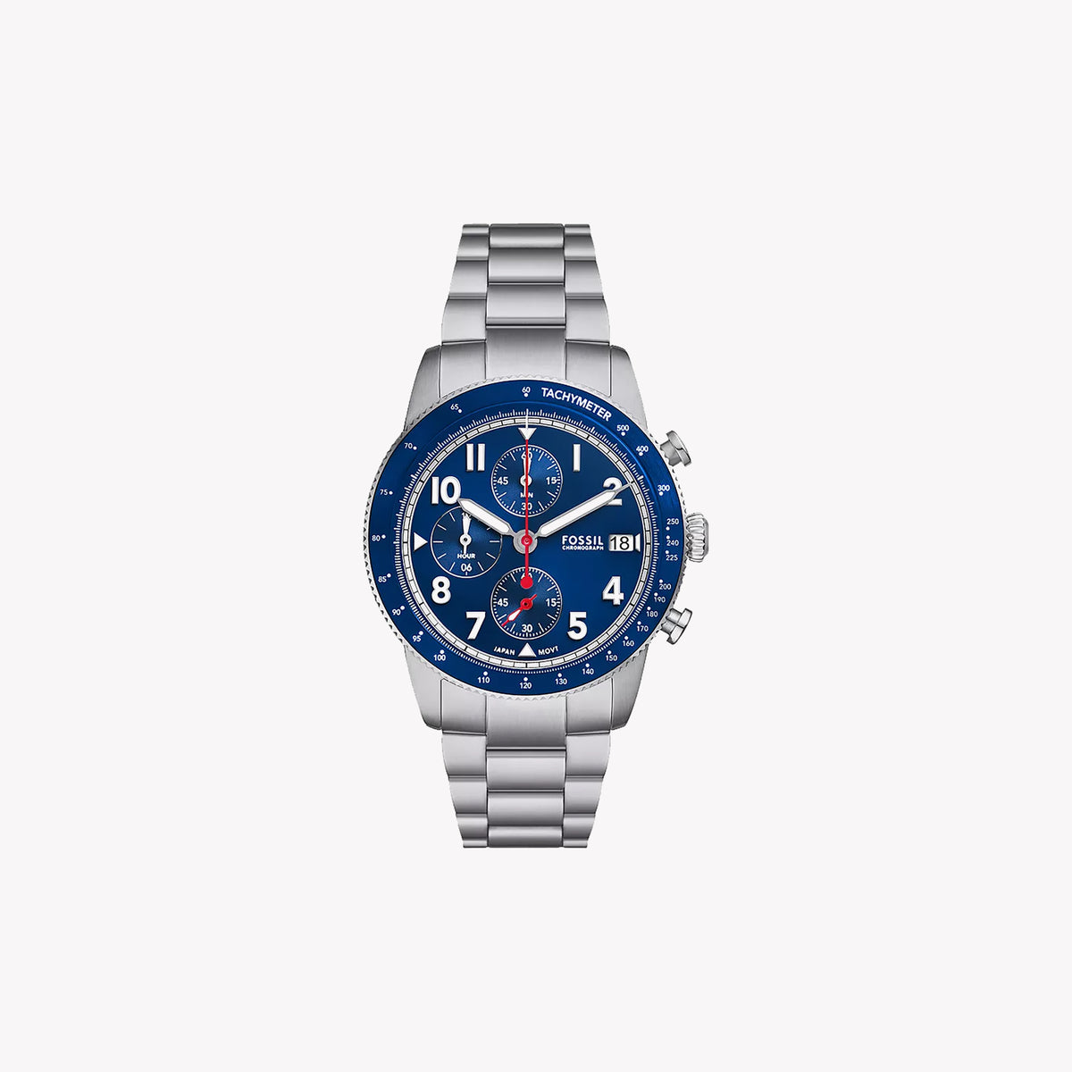 FOSSIL FS6047 MODERN ELEGANCE - SLEEK MEN'S CHRONOGRAPH WATCH with Blue Dial and Stainless Steel Band