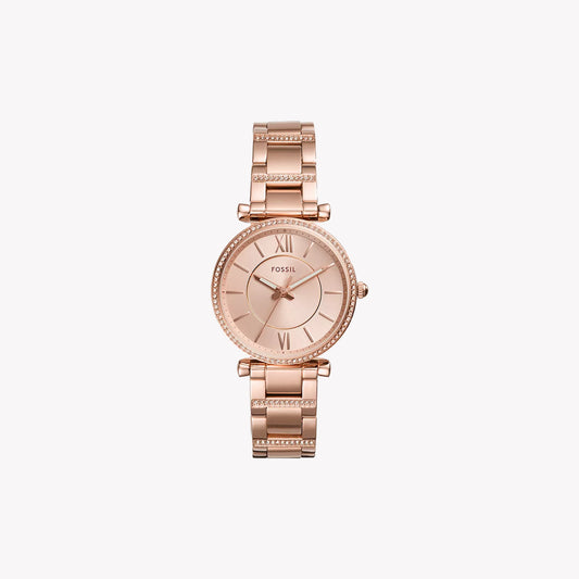 Carlie Drei-Zeiger-Armbanduhr aus roségoldfarbenem Edelstahl ES4301