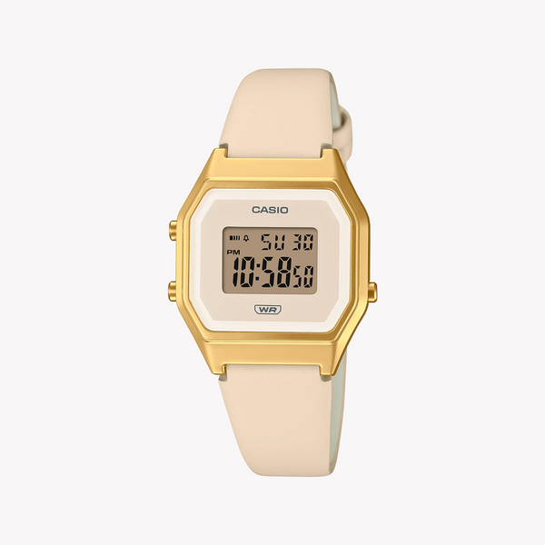 Casio Women's Gold Digital Watch, Leather Band | La680wegl-4df by i-watch