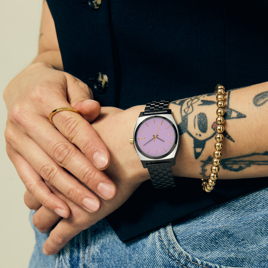 NIXON A1130-5271 BOLD CHARMS - VIBRANT PURPLE DIAL WOMEN'S WATCH WITH BLACK STAINLESS STEEL BAND-i-Watch-5