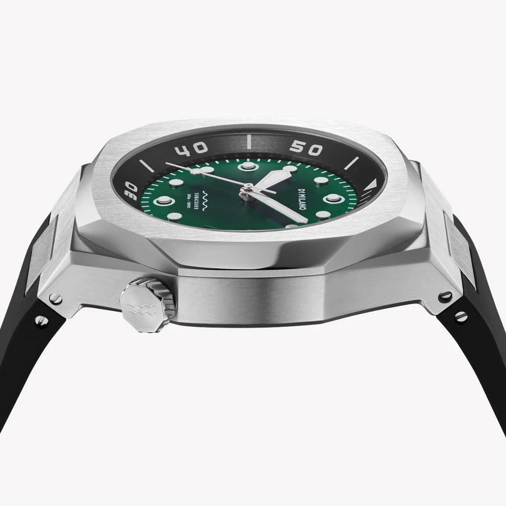 D1 MILANO Men's Silver Stainless Steel, Black Silicone | D1-DVRJ03 by i-watch