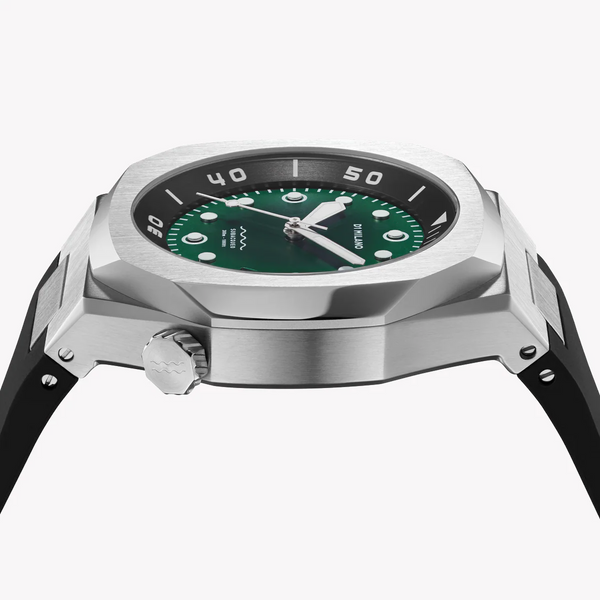 D1 MILANO Men's Silver Stainless Steel, Black Silicone | D1-DVRJ03 by i-watch