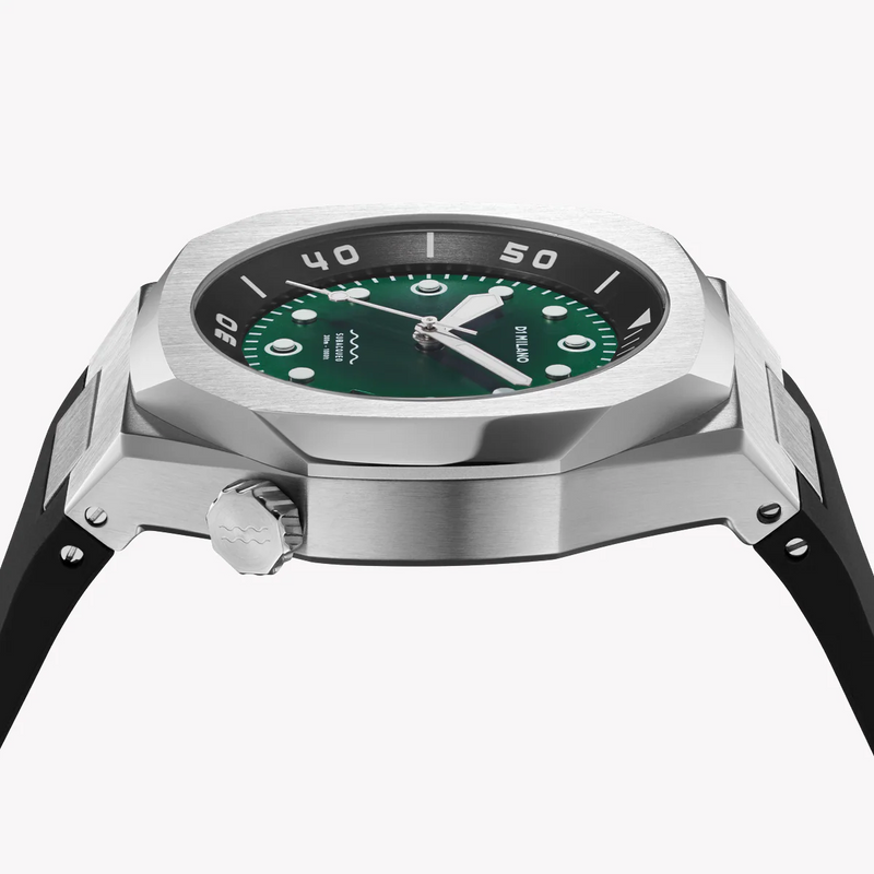 D1 MILANO Men's Silver Stainless Steel, Black Silicone | D1-DVRJ03 by i-watch
