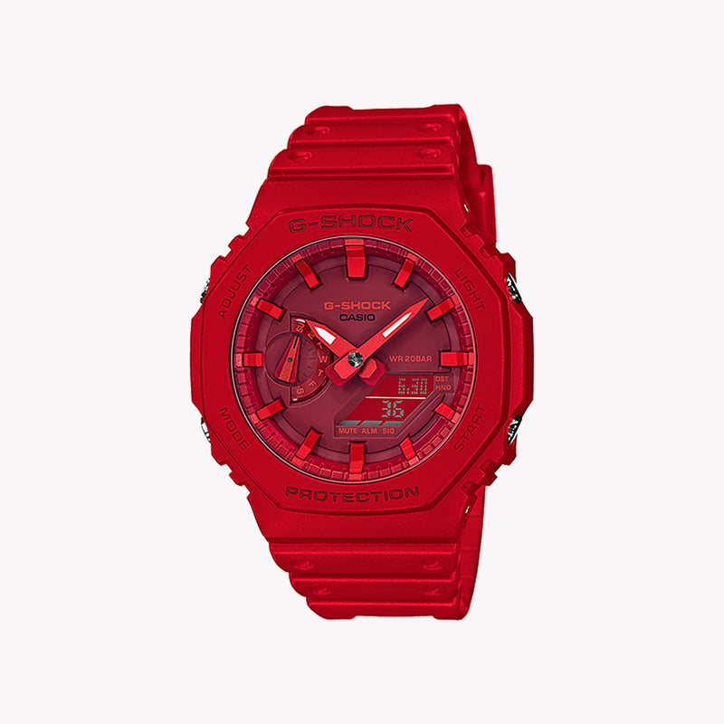 Casio Men's Red Resin Watch, Carbon Case | Ga-2100-4aer by i-watch