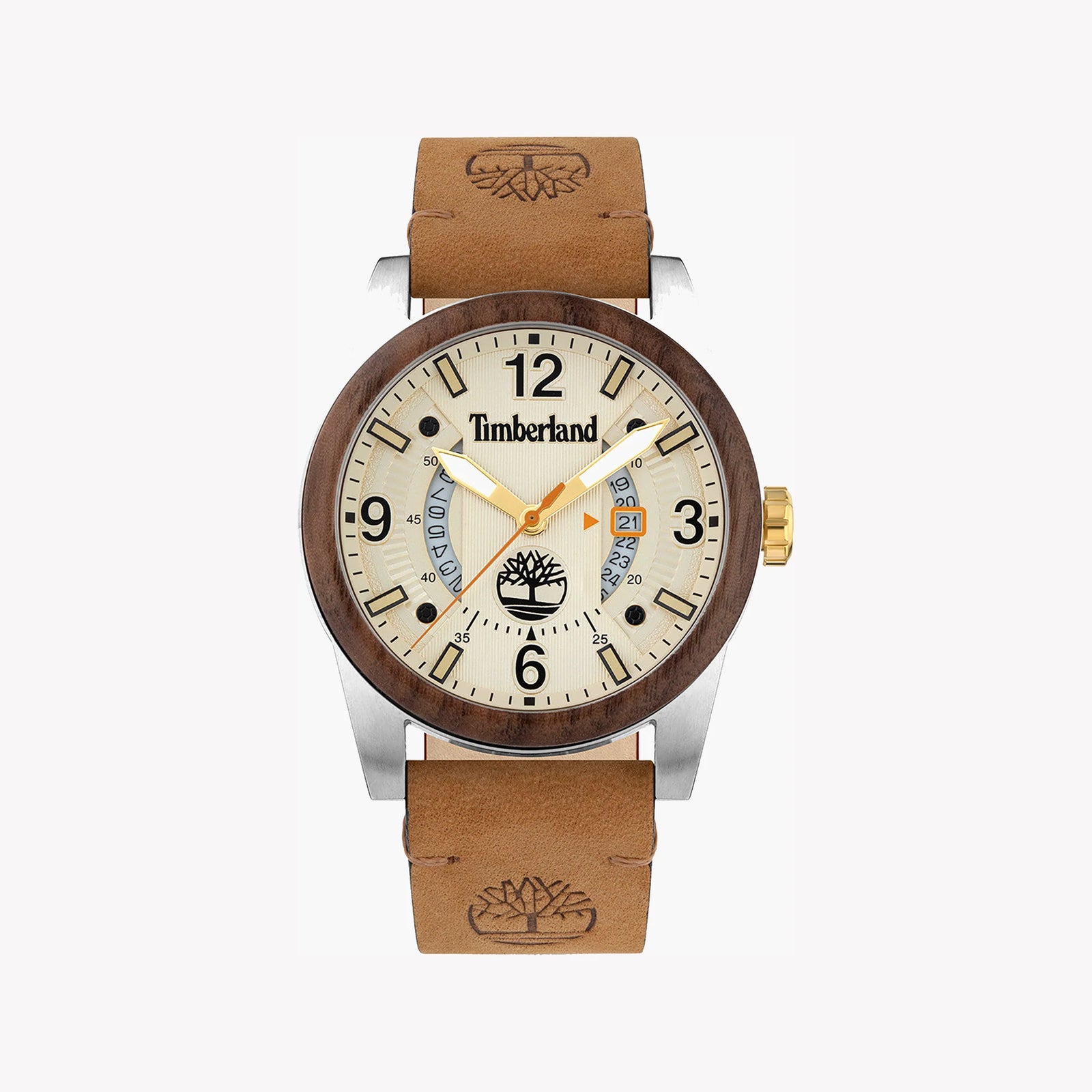 Timberland Men's Silver Leather Watch, Beige Dial | Tdwgb2103401 by i-watch