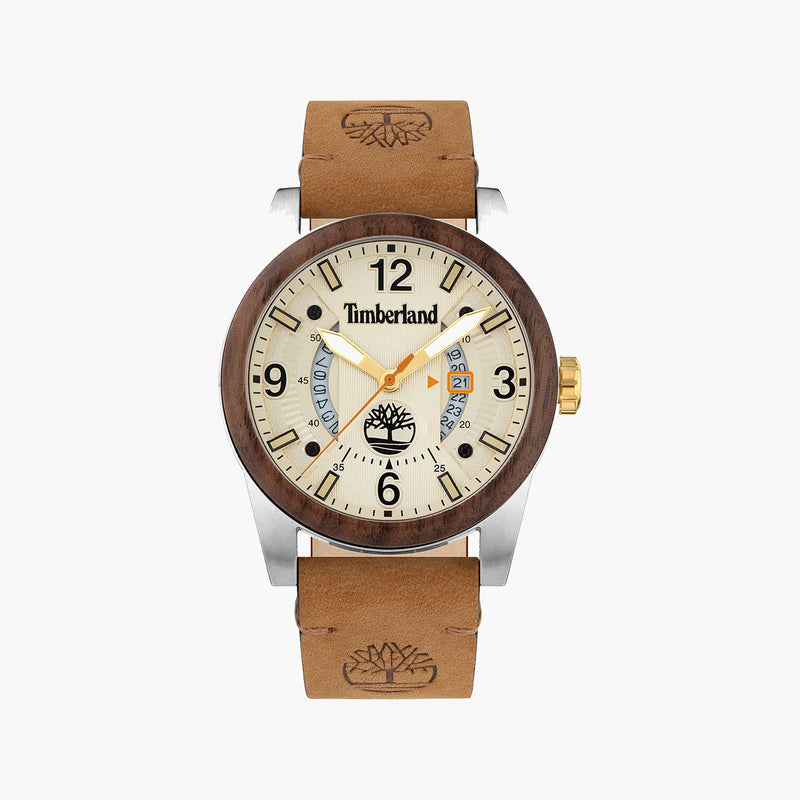 Timberland Men's Silver Leather Watch, Beige Dial | Tdwgb2103401 by i-watch