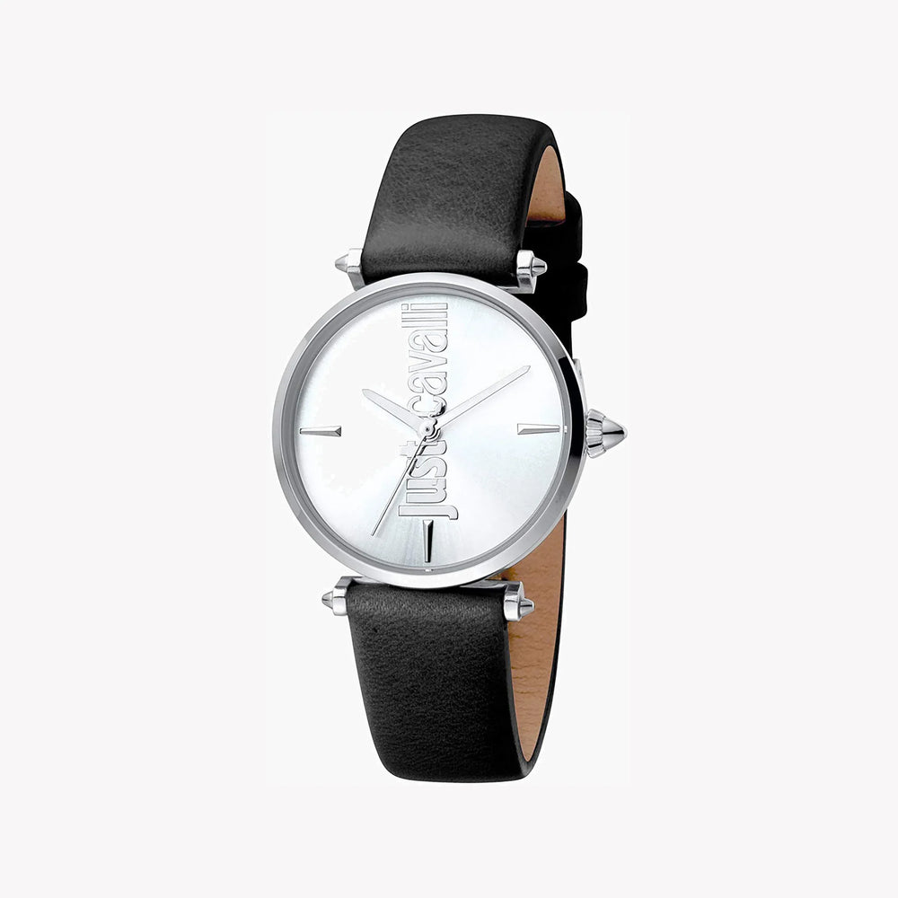 Just Cavalli Women's Silver Watch, Black Leather Band | Jc1l051l0015 by i-watch