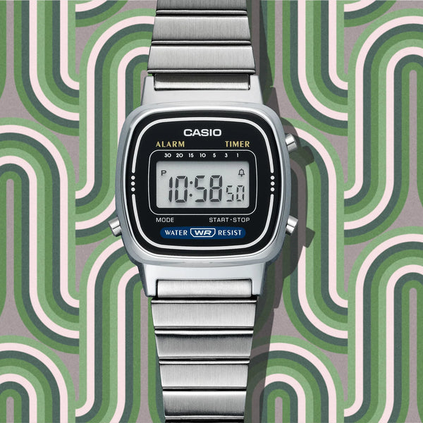 Casio Unisex Silver Resin Watch, Stainless Steel Band | La670wa-1df by i-watch
