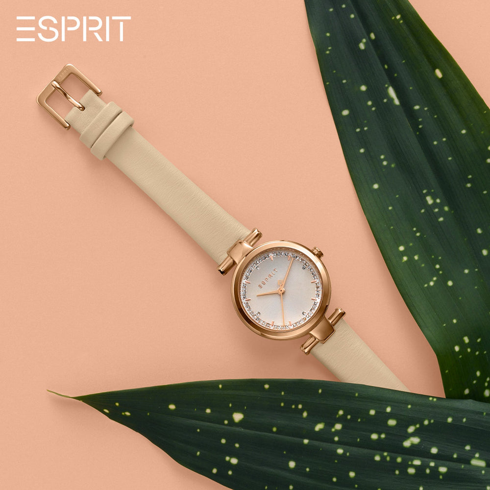 Esprit Women's Watch With Rose Gold Stainless Steel Case And Beige Leather Band by i-watch