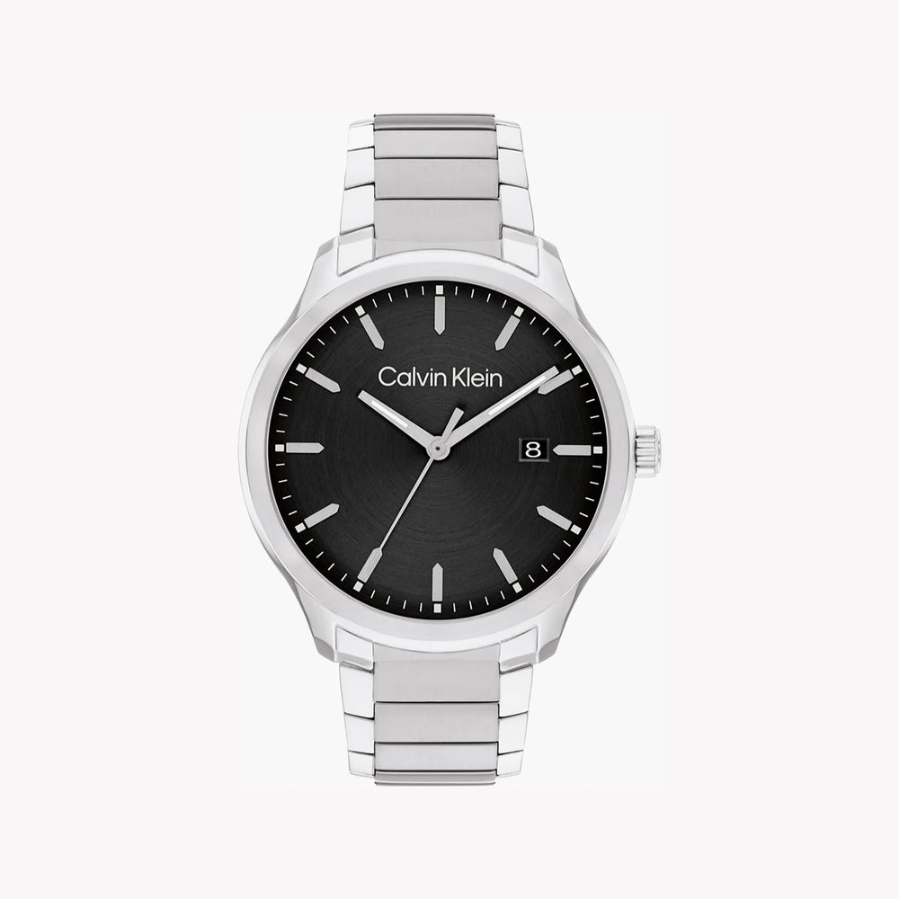 Ck Calvin Klein Men's Silver Stainless Steel, Black Dial | 25200348 by i-watch