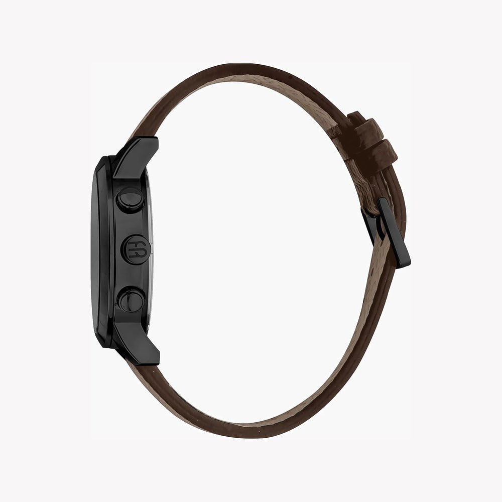 Esprit Men's Brown Leather Watch, Black Dial | Es1g101m0025 by i-watch