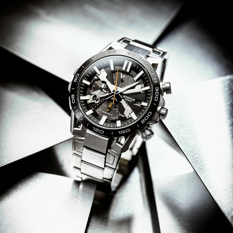 Casio Men's Silver Stainless Steel Watch, Black Accents | Eqb-2000db-1aer by i-watch