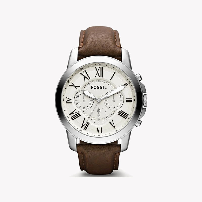 Fossil Men's Silver Stainless Steel Watch, Brown Leather | Fs4735 by i-watch