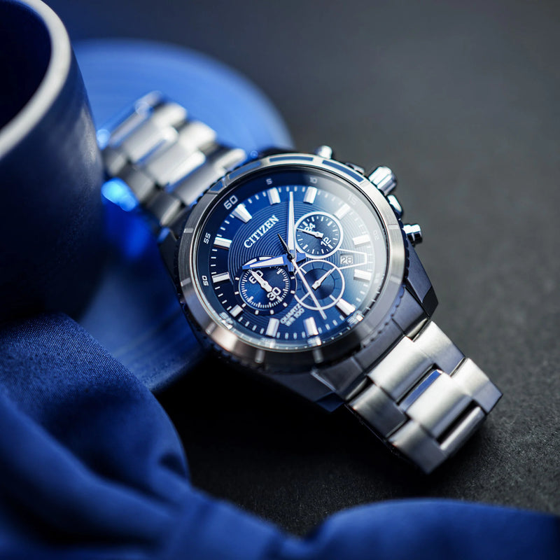Citizen Men's Silver Watch, Blue Dial | An8201-57l by i-watch