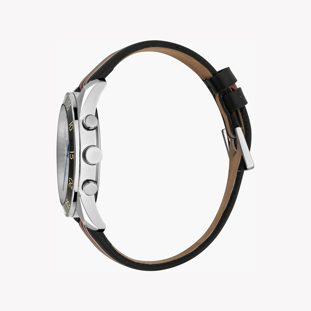 ESPRIT MEN'S CLASSIC ELEGANCE WATCH - STYLISH BLACK LEATHER & SILVER DIAL, 44MM-i-Watch-2