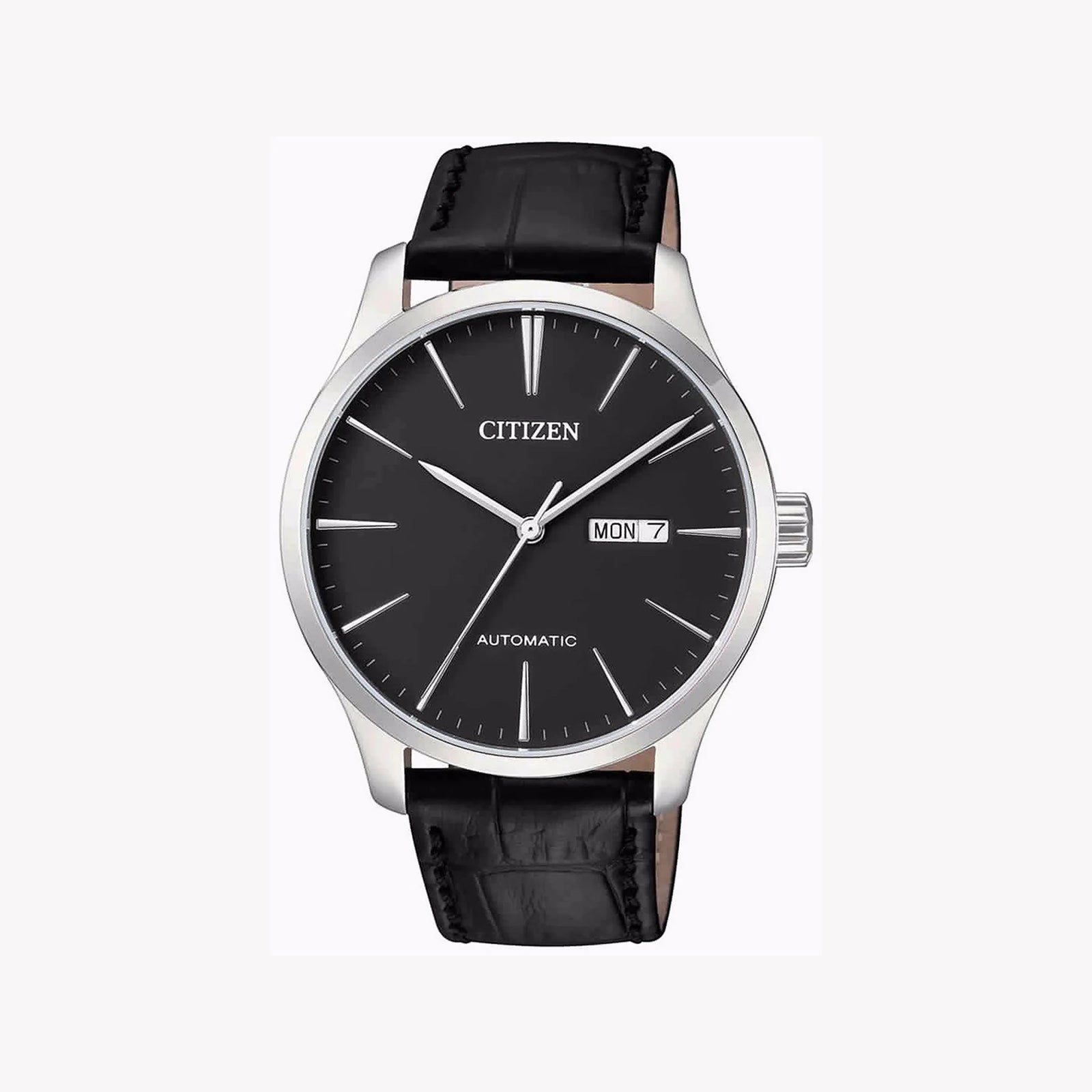 Citizen Nh8350-08e - Dapper Automatic Timepiece With Black Leather Band & Striking Silver Case by i-watch