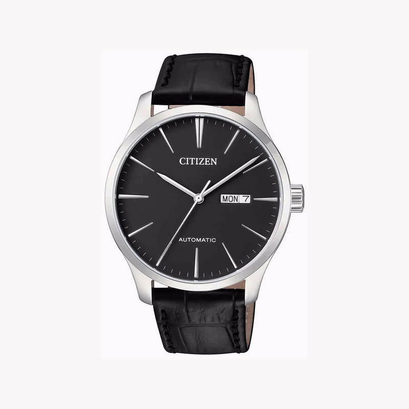 Citizen Nh8350-08e - Dapper Automatic Timepiece With Black Leather Band & Striking Silver Case by i-watch