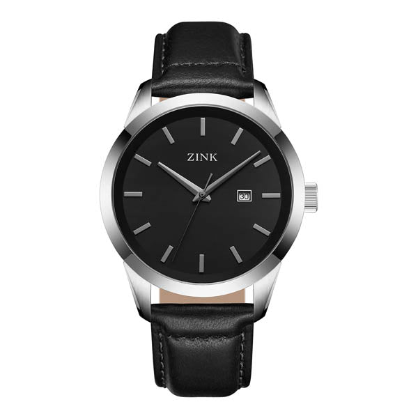 ZINK ZK133G1LS-211 ELEGANCE TIMEPIECE - BLACK LEATHER & DIAL MEN'S WATCH