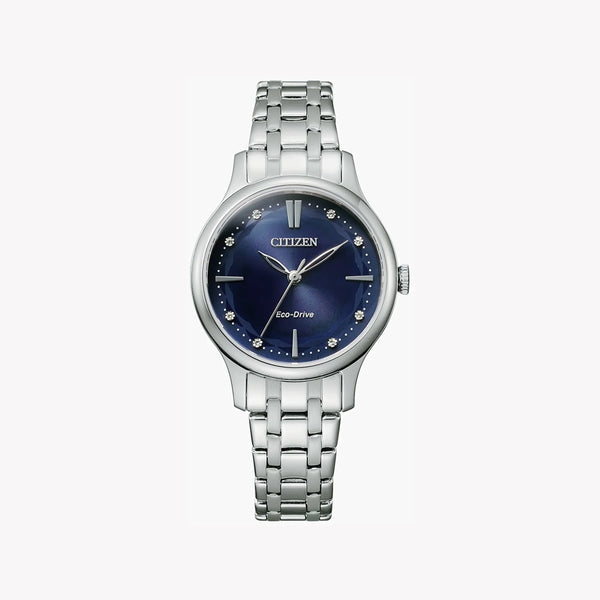 Citizen Women's Silver Stainless Steel Watch, Blue Dial | Em0890-85l by i-watch