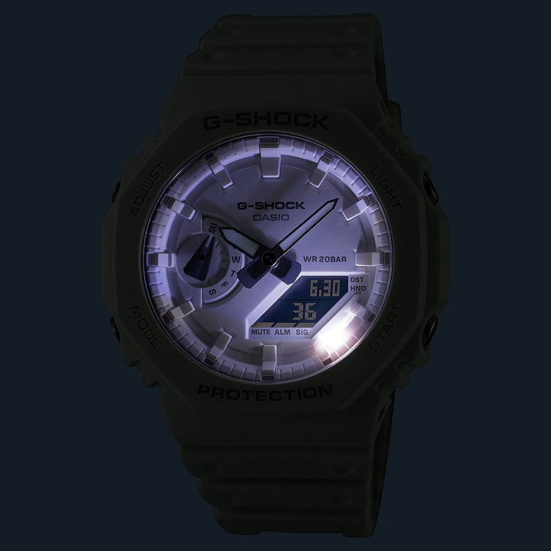 G-Shock Men's White Resin Watch, Dual Led Light | Ga-2100-7a7dr by i-watch