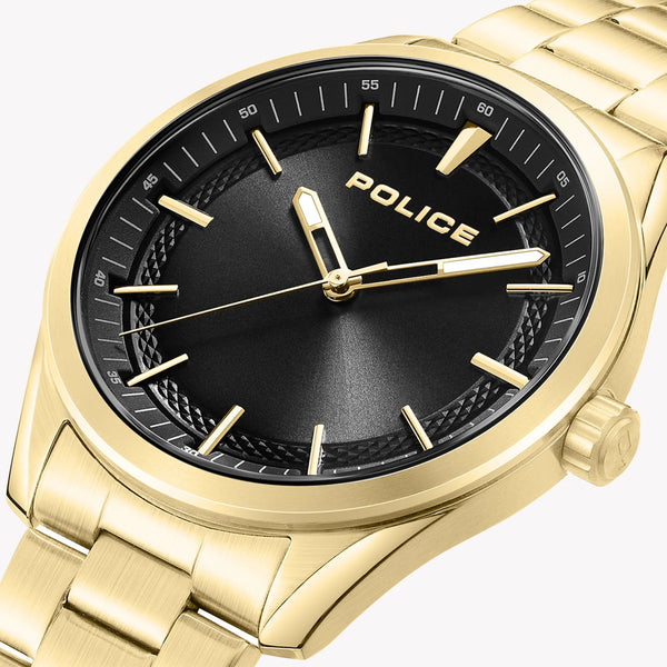 Police Men's Gold Stainless Steel Watch, Black Dial | Pewjg0018202 by i-watch