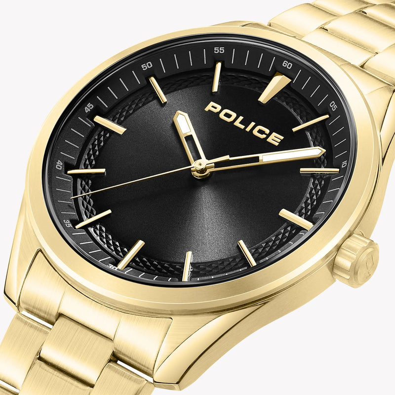 Police Men's Gold Stainless Steel Watch, Black Dial | Pewjg0018202 by i-watch