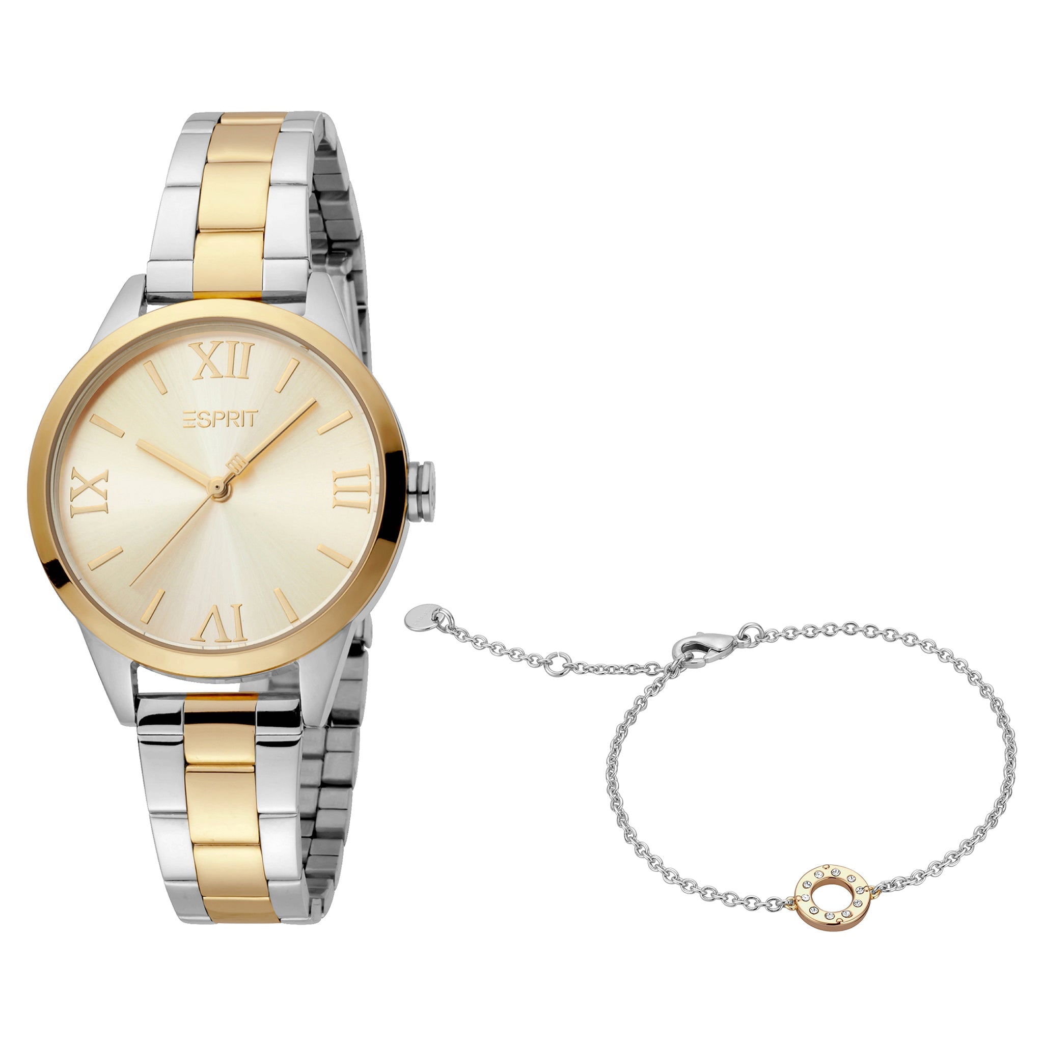 ESPRIT Women's Watch with Silver Stainless Steel Case and Silver & Gold Stainless Steel Band