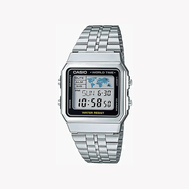 Casio Unisex Silver Resin & Stainless Steel Watch, Silver Dial | A500wa-1 by i-watch