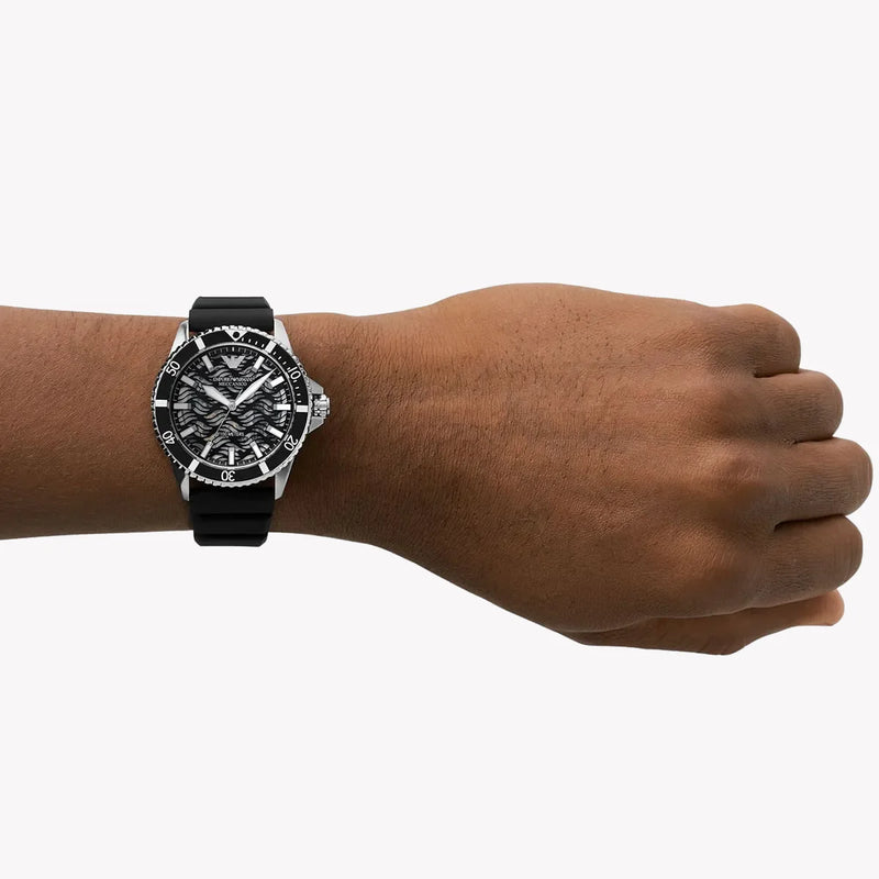 Emporio Armani Men's Silver Watch, Black Dial | Ar60062 by i-watch