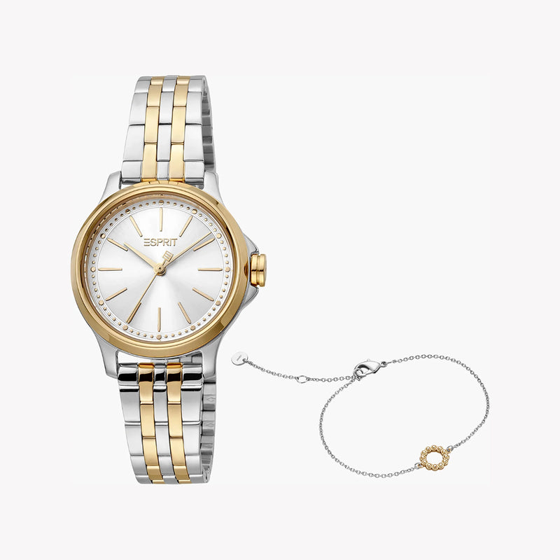 Esprit Women's Silver & Gold Stainless Steel Watch, Silver Dial | Es1l052m0025 by i-watch