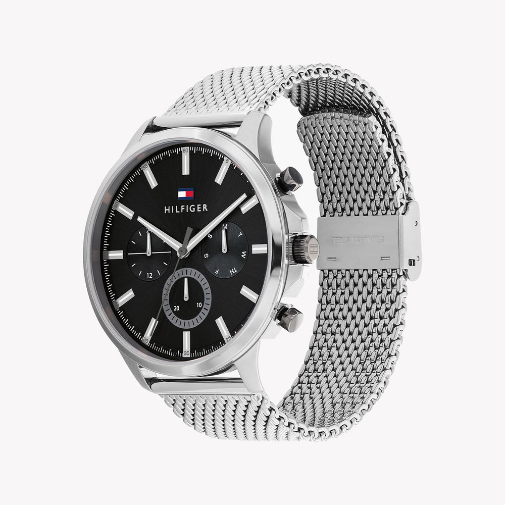 Tommy Hilfiger Men's Silver Stainless Steel, Black Dial | Ryder by i-watch