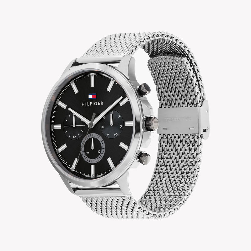 Tommy Hilfiger Men's Silver Stainless Steel, Black Dial | Ryder by i-watch