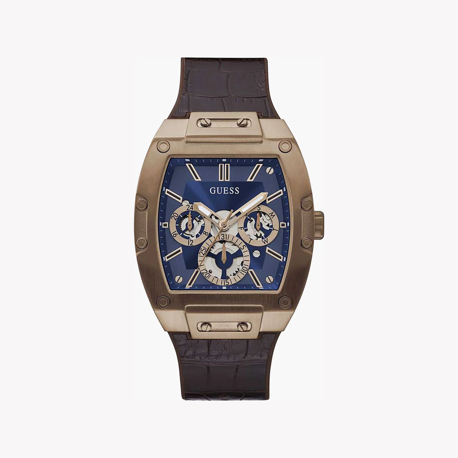 Guess Watches Men's Brown Leather, Dark Blue Dial | Gw0202g2 by i-watch