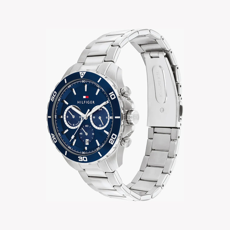 Tommy Hilfiger Men's Blue Stainless Steel Watch, Silver Band | 1692183 by i-watch