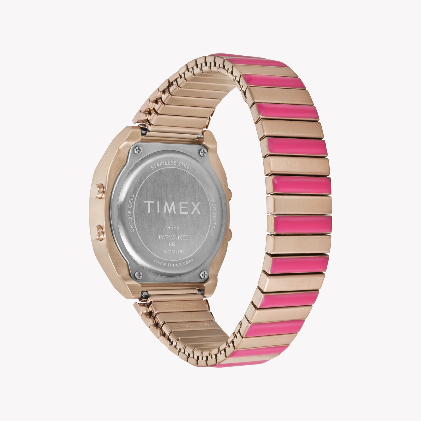 Timex 80 Stainless Steel Expansion Band Rose Gold-Tone with Pink Accents TW2W41600 Women's Watch