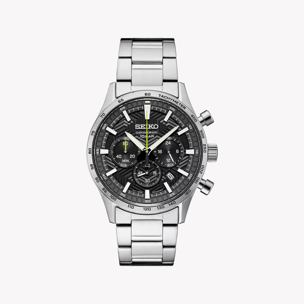 Seiko Men's Silver Watch, Black Dial | Ssb413p1 by i-watch